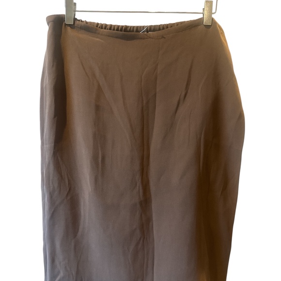 Chicos Platinum Womens Skirt Wrap Midi Brown‎ Silk Spandex Size 3 Large 16-18 - Picture 1 of 9
